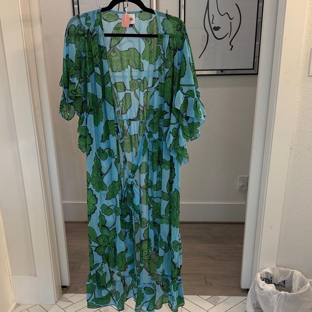 CAbi Blue and Green Patterned Kimono